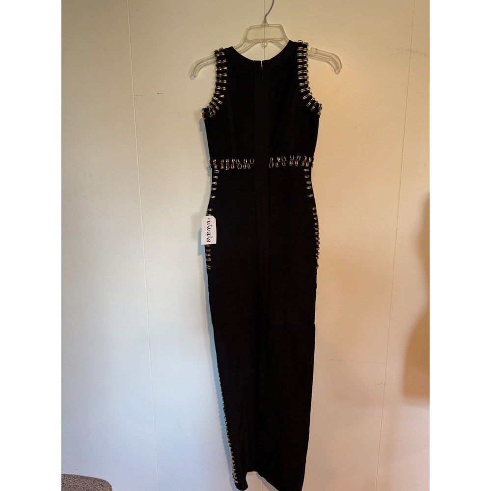 Byraya Bodycon Scuba Bandage Dress with Gold Links – Size M - Picture 5 of 14